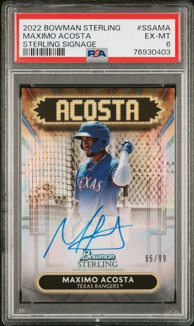 2022 Bowman Sterling Maximo Acosta Sterling Signage Autographs #SSAMA card image