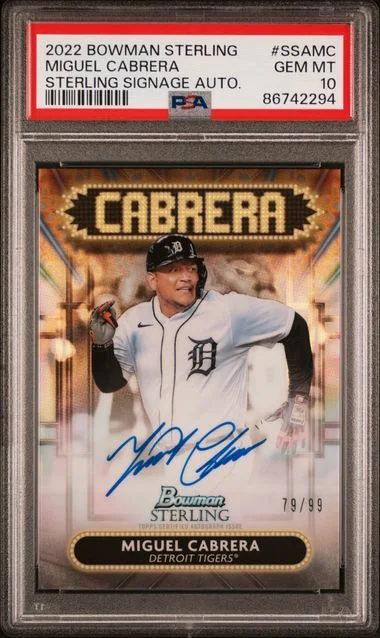 2022 Bowman Sterling Miguel Cabrera Signage Autographs #SSA-MC card image