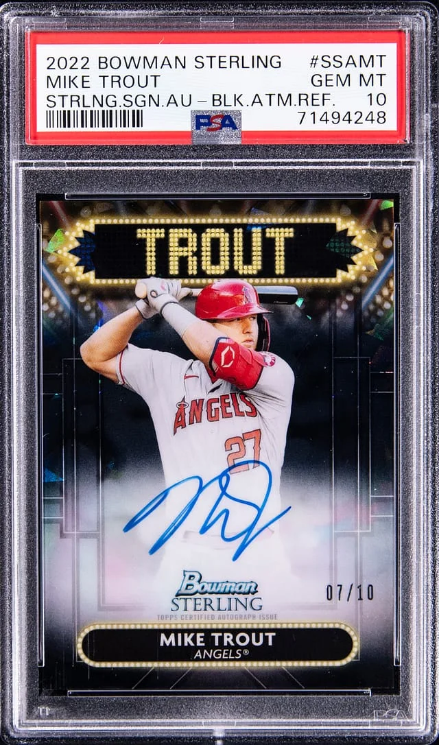 2022 Bowman Sterling Mike Trout Autograph Black Atomic Refractor #SSAMT card image