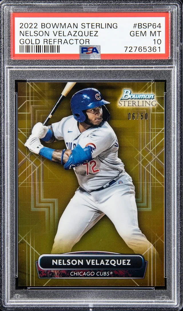 2022 Bowman Sterling Nelson Velazquez Gold Refractor #BSP64 card image