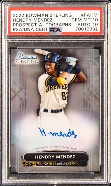 2022 Bowman Sterling Prospect Autographs Pahm Hendry Mendez #no-number card image
