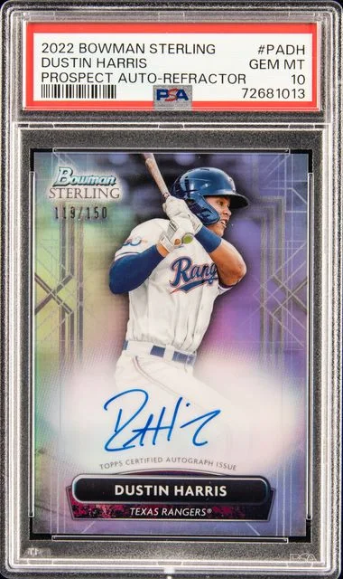 2022 Bowman Sterling Prospect Autographs Refractor Padh Dustin Harris #no-number card image