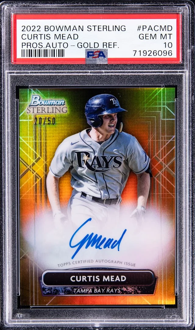2022 Bowman Sterling Prospects Curtis Mead Gold Refractor #PACMD card image