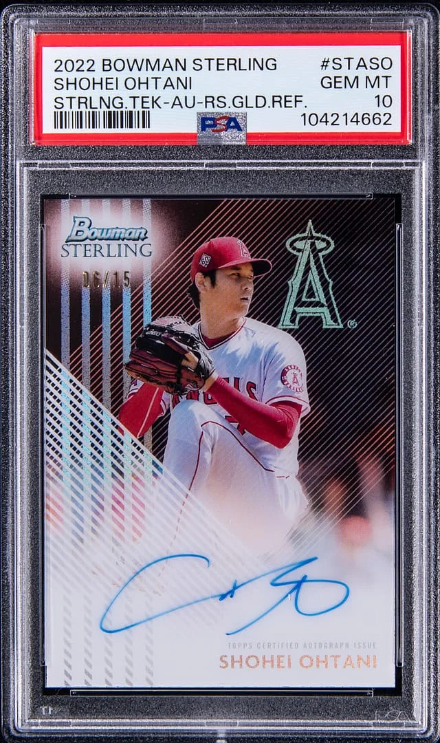 2022 Bowman Sterling Shohei Ohtani Tek Autograph Rose Gold Refractor #STA-SO card image