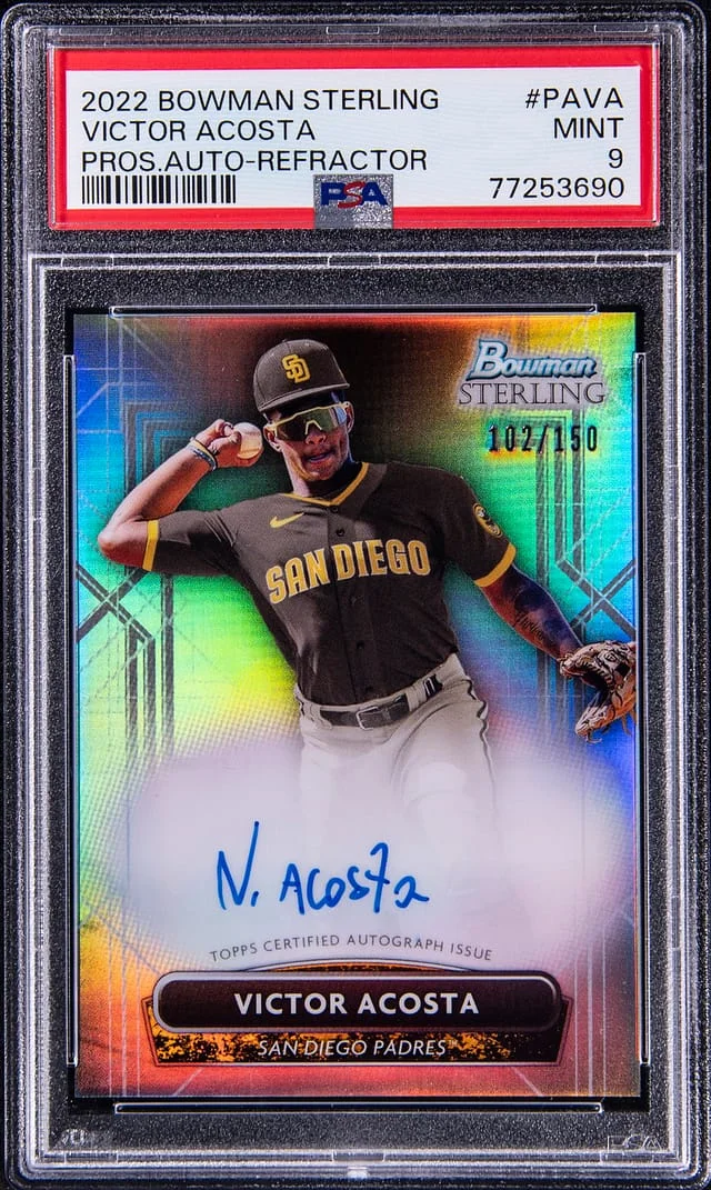 2022 Bowman Sterling Victor Acosta Prospect Autograph Wave Refractor #PAVA card image
