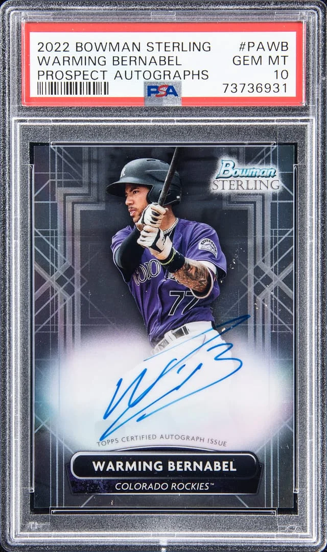 2022 Bowman Sterling Warming Bernabel Prospect Autographs Speckle Refractor #PAWB card image
