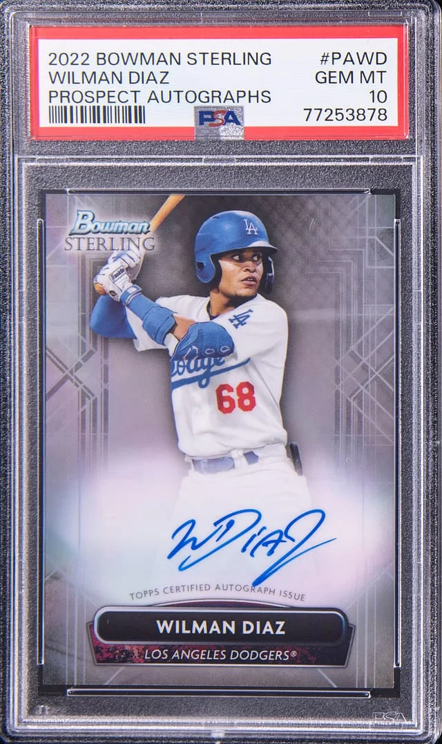 2022 Bowman Sterling Wilman Diaz Prospect Autographs #PAWD card image