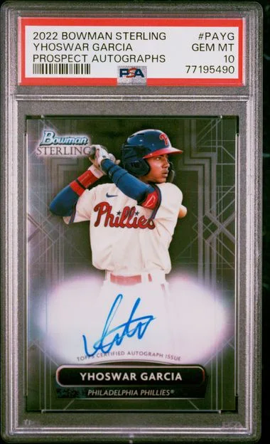 2022 Bowman Sterling Yhoswar Garcia Prospect Autographs #PAYG card image