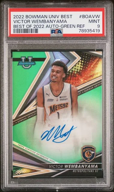 2022 Bowman University Best Autograph Green Refractor Boavw Victor Wembanyama Best Of #2022 card image