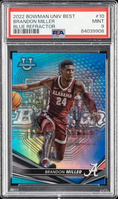 2022 Bowman University Best Brandon Miller Green Mini Diamond Refractor #10 card image