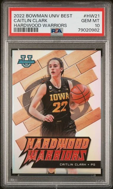 2022 Bowman University Best Caitlin Clark Hardwood Warriors #HW21 card image