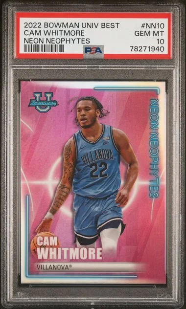 2022 Bowman University Best Cam Whitmore Neon Neophytes #NN10 card image