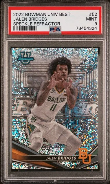 2022 Bowman University Best Jalen Bridges Speckle Refractor #52 card image