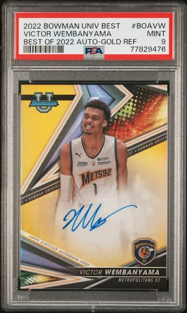 2022 Bowman University Best Victor Wembanyama Of 2022 Autographs Gold Refractor #BOA-VW card image