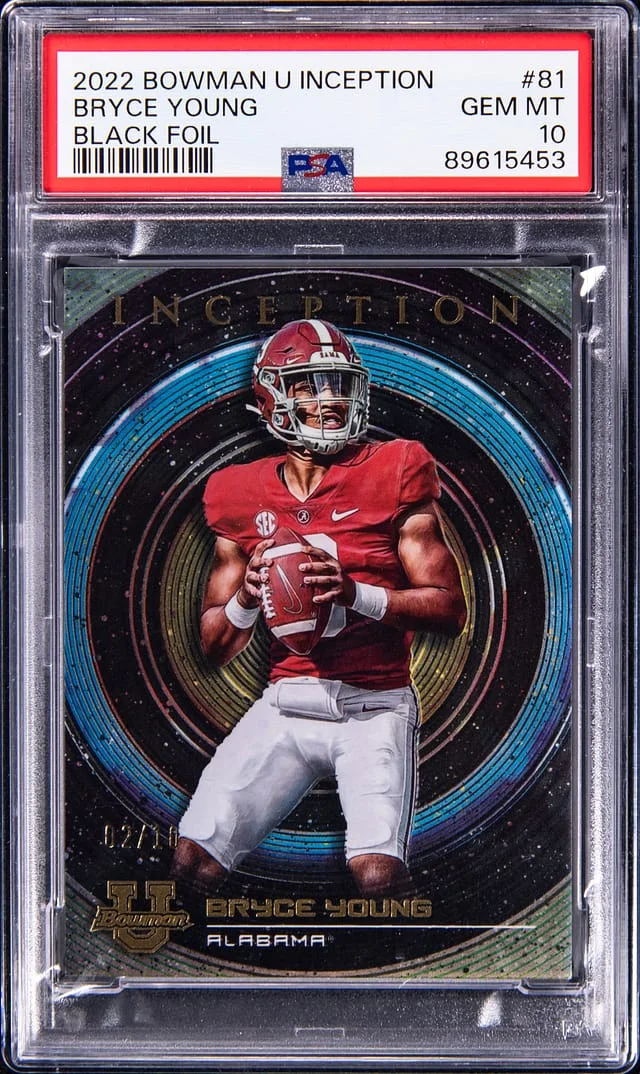 2022 Bowman University Bryce Young Inception Green Foil #81 card image