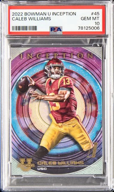 2022 Bowman University Caleb Williams Inception #45 card image