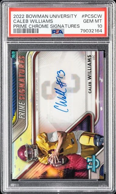 2022 Bowman University Caleb Williams Prime Chrome Signatures #PCSCW card image