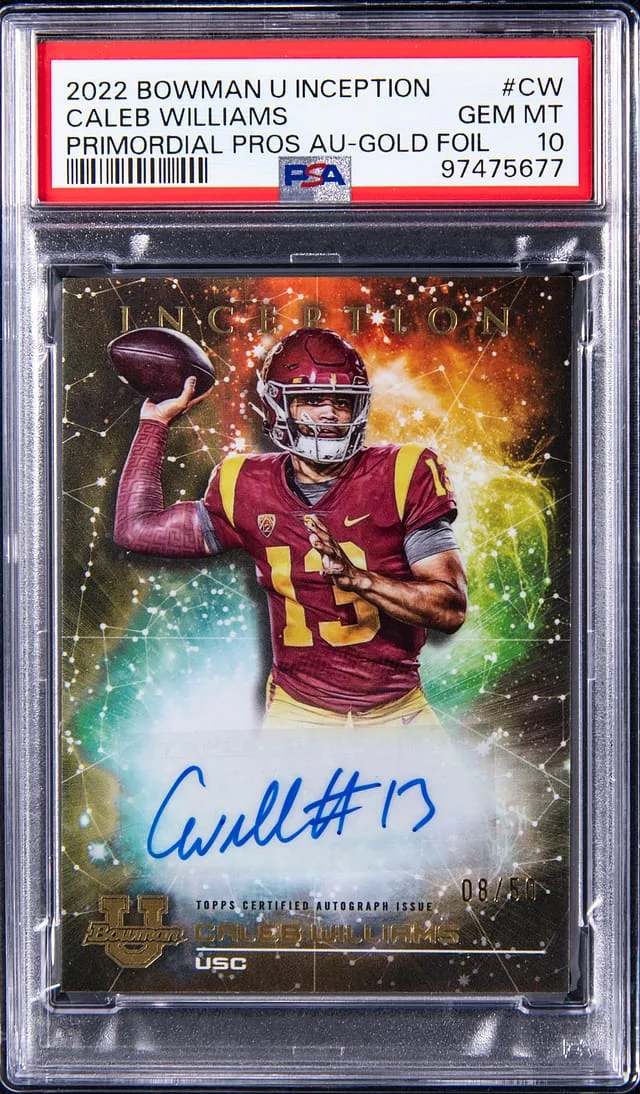 2022 Bowman University Caleb Williams Inception Primordial Prospect Autograph #PMP-CW card image