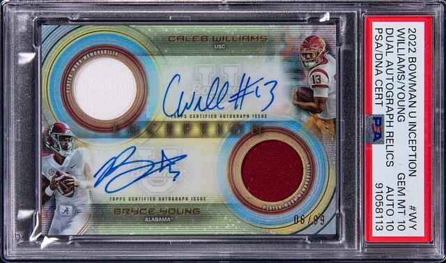2022 Bowman University Caleb Williams/Bryce Young Inception Dual Autograph Relics #DADR-WY card image