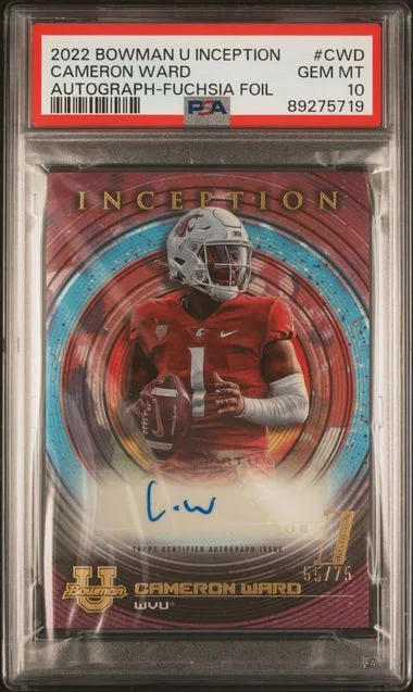 2022 Bowman University Cameron Ward Inception Autograph Gold V1 Foil #CWD card image