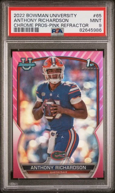 2022 Bowman University Chrome Anthony Richardson Prospects Aqua Refractor #65 card image