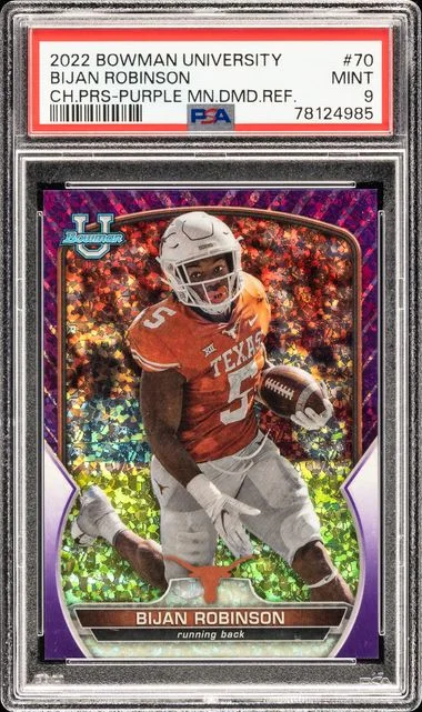 2022 Bowman University Chrome Bijan Robinson Prospects Autograph #70 card image