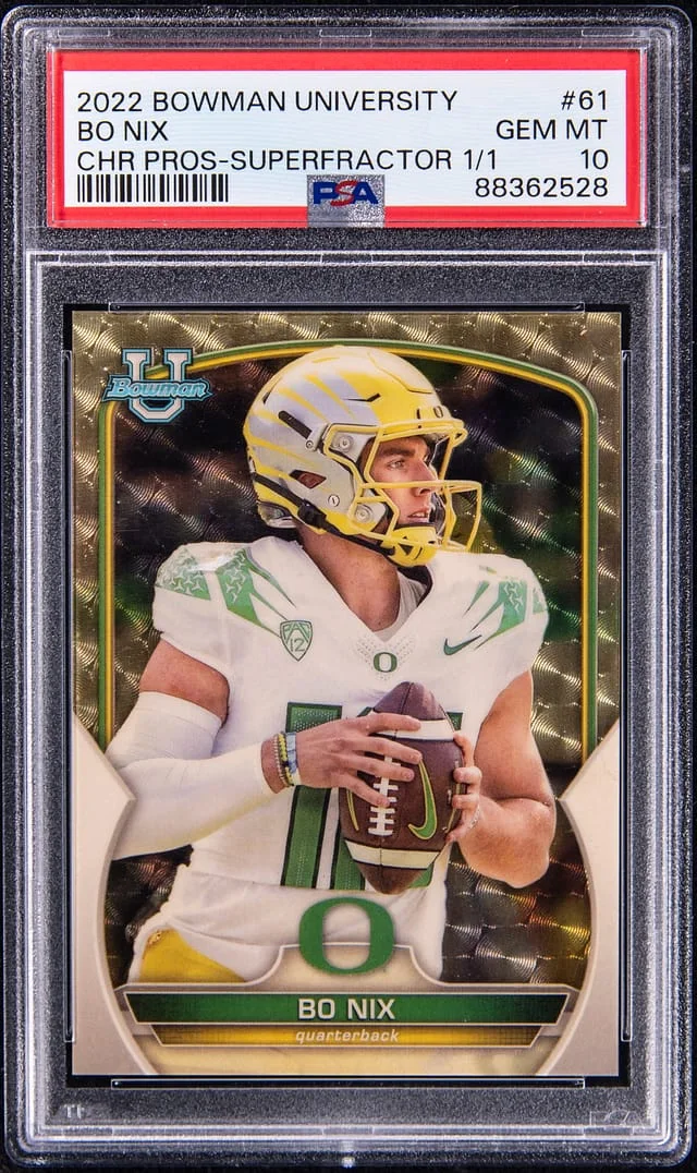 2022 Bowman University Chrome Bo Nix Prospect SuperFractor #61 card image