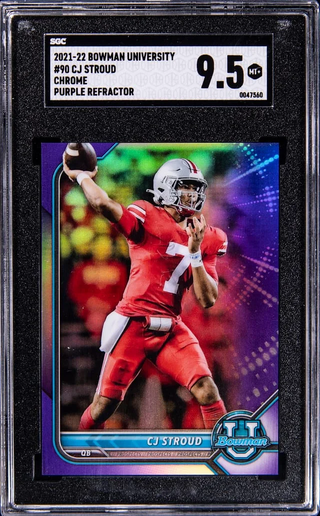 2022 Bowman University Chrome C.J. Stroud Purple Refractor #90 card image
