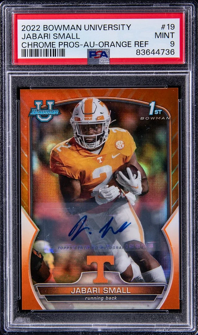 2022 Bowman University Chrome Jabari Small Prospects Autograph Orange Refractor #19 card image