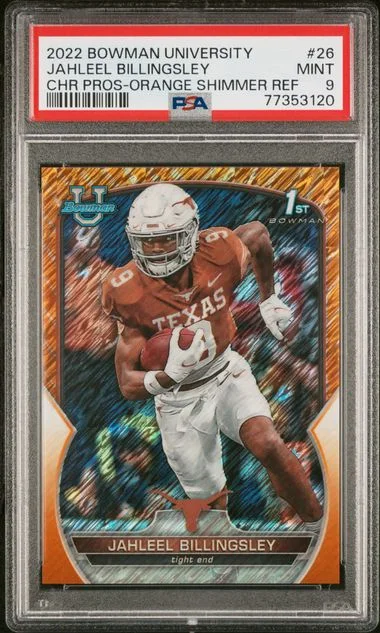 2022 Bowman University Chrome Jahleel Billingsley Prospects Orange Shimmer Refractor #26 card image