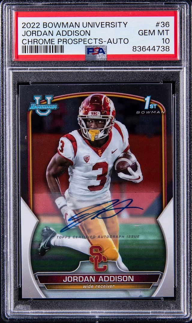 2022 Bowman University Chrome Jordan Addison Prospects Autograph #36 card image