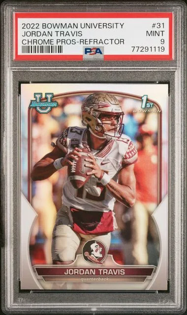 2022 Bowman University Chrome Jordan Travis Prospects Refractor #31 card image