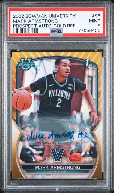 2022 Bowman University Chrome Mark Armstrong Prospect Autographs Gold Refractor #95 card image