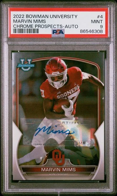 2022 Bowman University Chrome Marvin Mims Prospects Autograph #4 card image