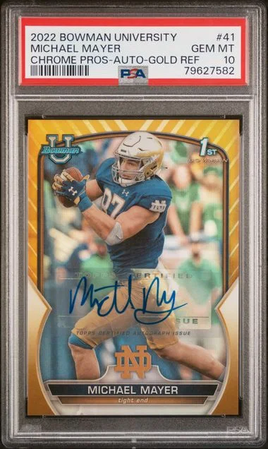 2022 Bowman University Chrome Michael Mayer Prospects Autograph-Gold Refractor #41 card image