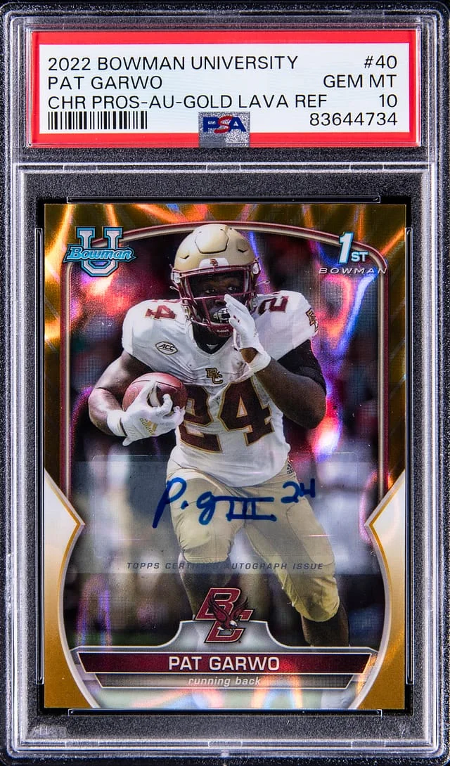2022 Bowman University Chrome Pat Garwo Prospect Autographs Gold Lava Refractor #40 card image
