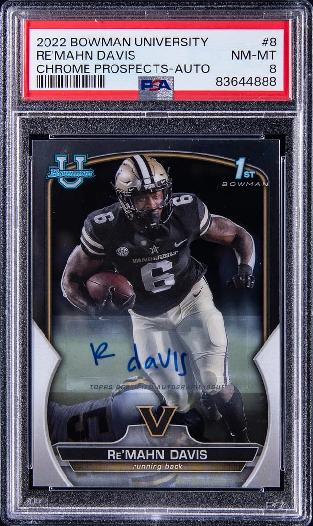 2022 Bowman University Chrome Re'Mahn Davis Prospects Autograph #8 card image