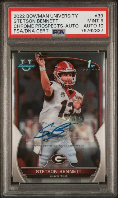 2022 Bowman University Chrome Stetson Bennett Prospects Autograph #39 card image