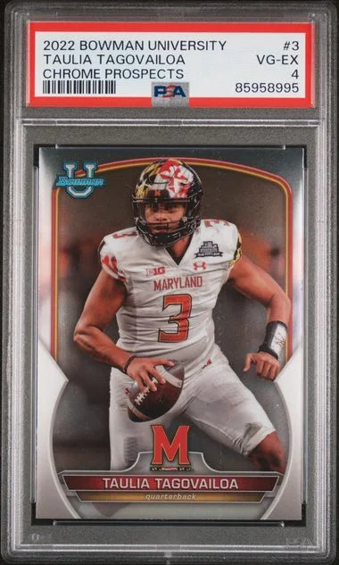 2022 Bowman University Chrome Taulia Tagovailoa Prospects #3 card image