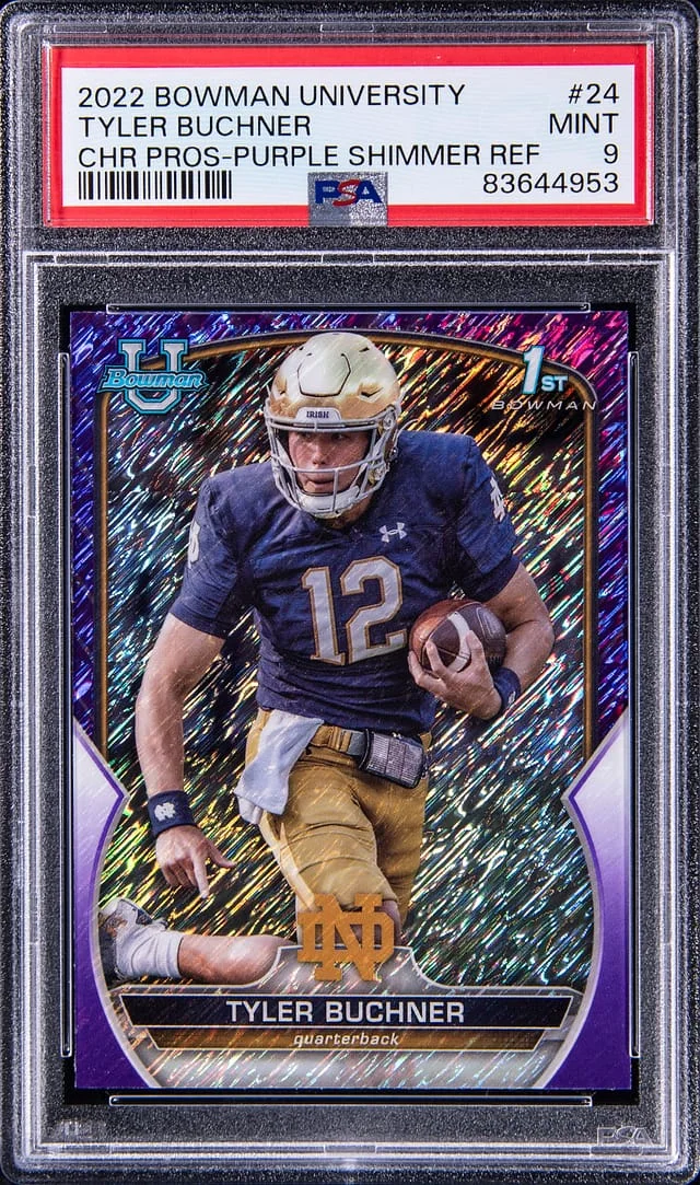 2022 Bowman University Chrome Tyler Buchner Prospects-Purple Shimmer Refractor #24 card image