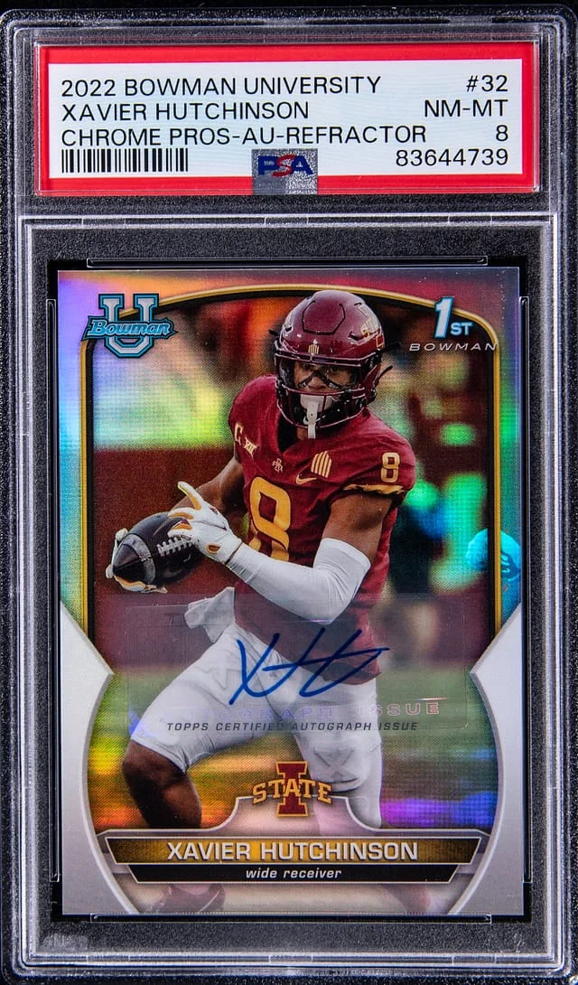 2022 Bowman University Chrome Xavier Hutchinson Prospects Autograph Refractor #32 card image