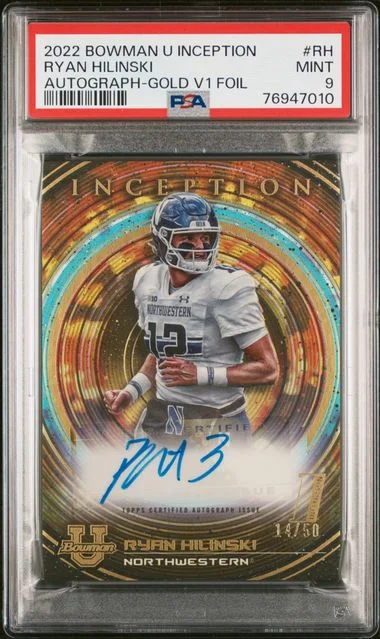 2022 Bowman University Foil Rh Ryan Hilinski Inception Autographs Gold #V1 card image