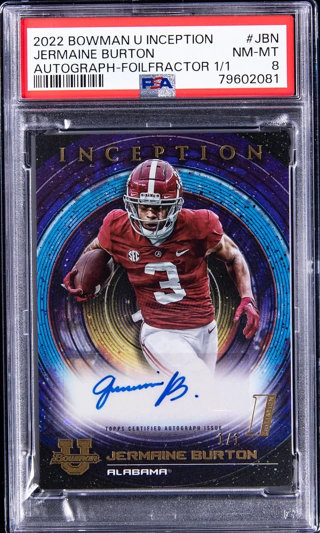2022 Bowman University Jermaine Burton Inception Autograph FoilFractor #BIA-JBN card image