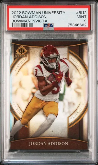 2022 Bowman University Jordan Addison Bowman Invicta #BI12 card image