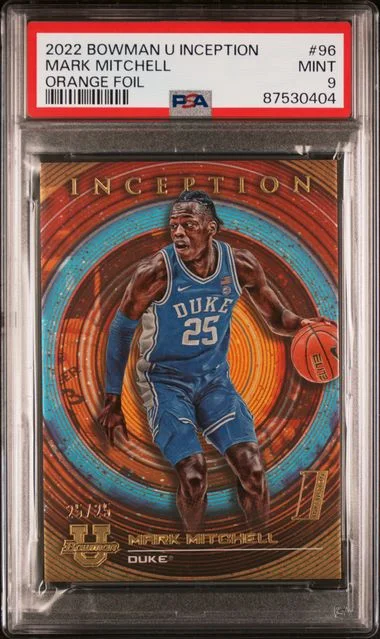 2022 Bowman University Mark Mitchell Inception Orange Foil #96 card image