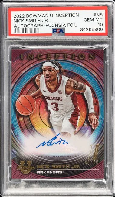 2022 Bowman University Nick Smith Jr. Inception Autographs Fuchsia Foil #NS card image