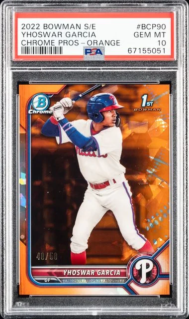 2022 Bowman Yhoswar Garcia Sapphire Edition Chrome Prospects Orange #BCP90 card image