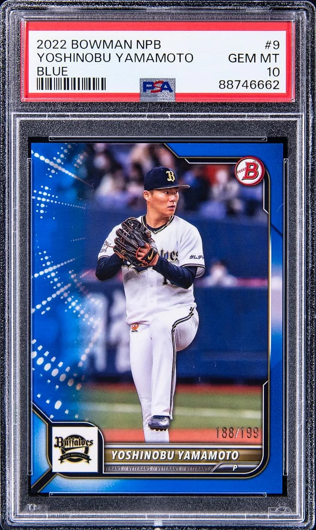 2022 Bowman Yoshinobu Yamamoto NPB Blue #9 card image