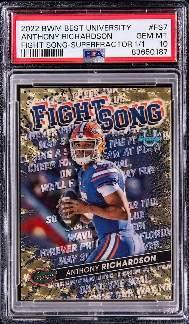 2022 Bowman's Best Anthony Richardson University Fight Song Superfractor #FS7 card image