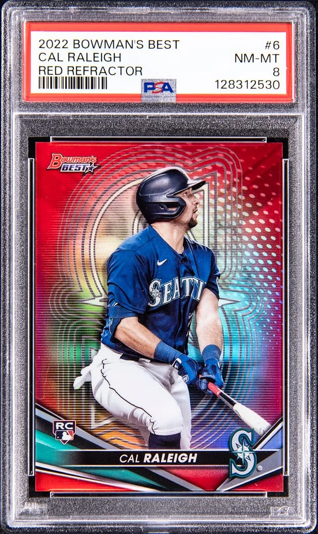 2022 Bowman's Best Cal Raleigh Refractor #6 card image